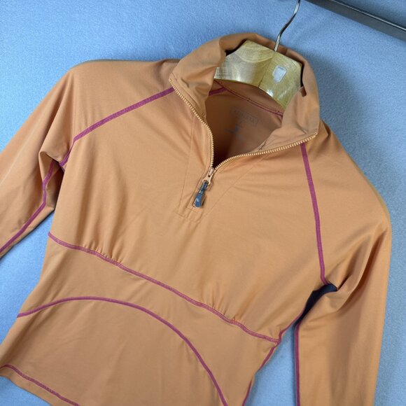Athleta Top Women Size S Orange 1/4 Zip Long Sleeve Stretchy Casual Basic Tennis - Picture 1 of 11